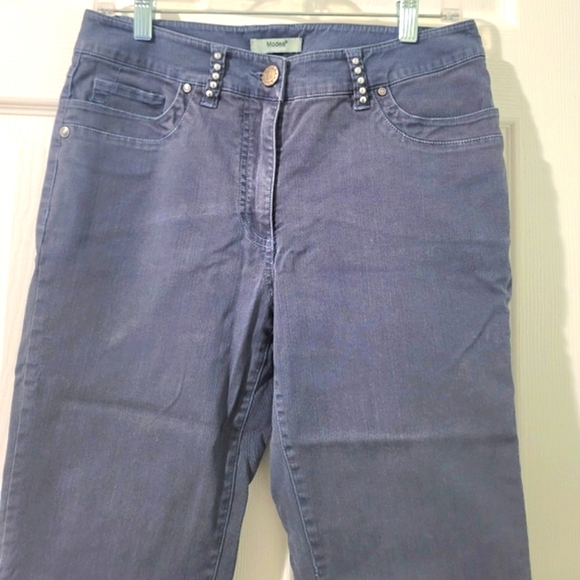 Modea Collection Women's Denim Crop Studded Jeans Size 38 - Picture 5 of 11